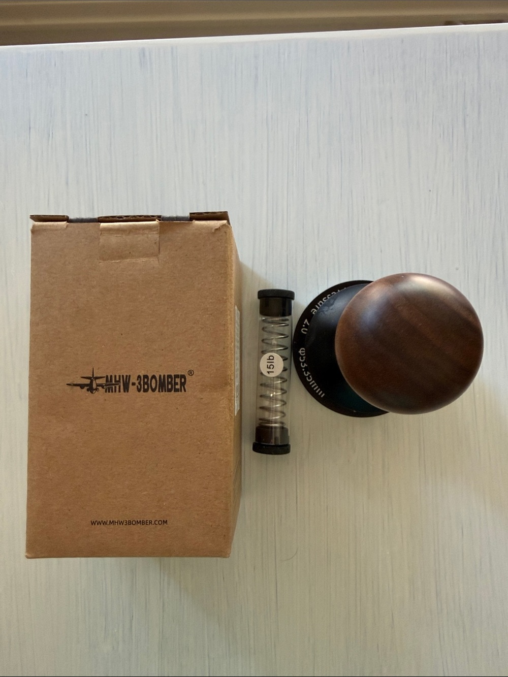 MHW-3BOMBER 53.35mm Flat Base Espresso Tamper 3-Spring Loaded in Original Box